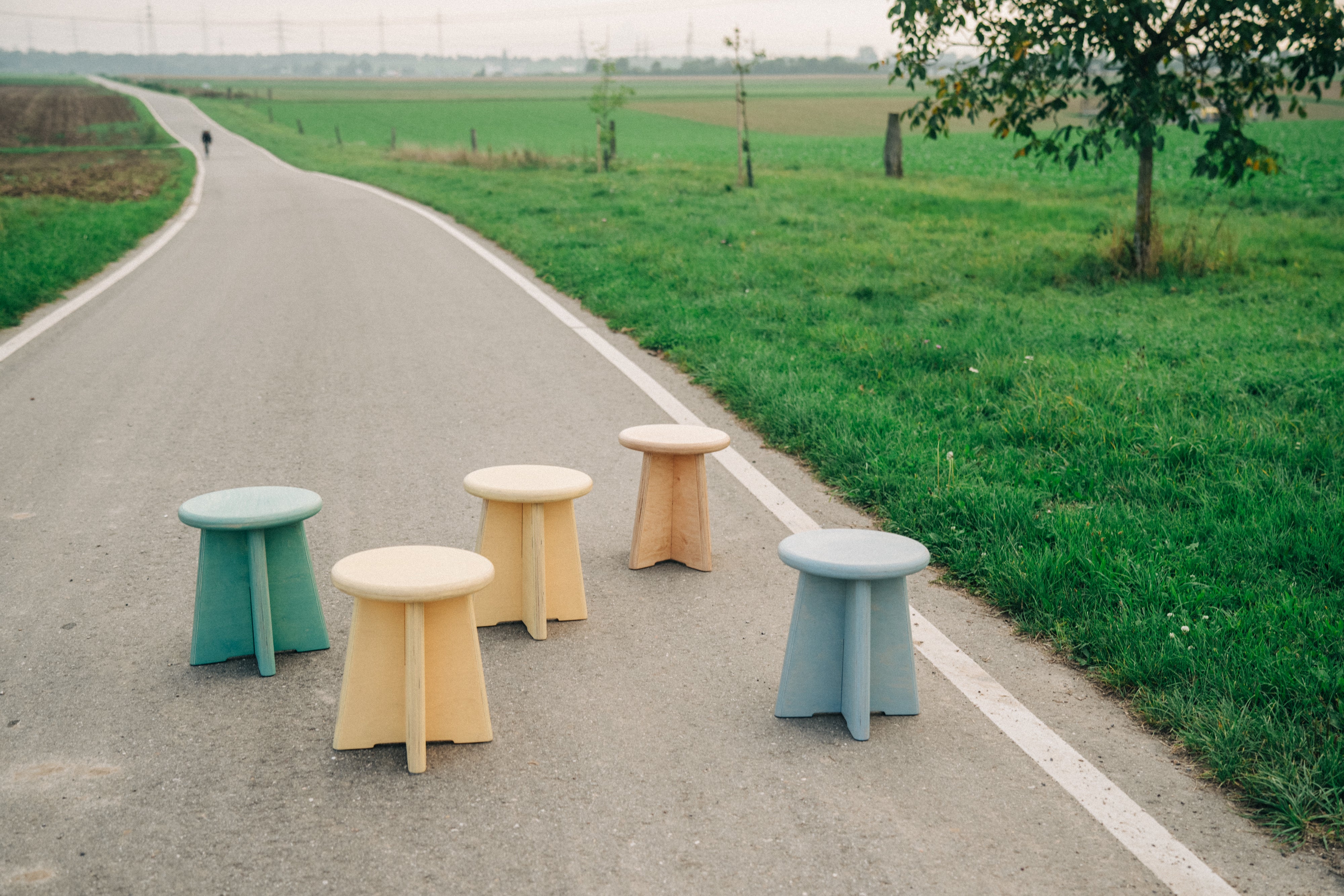 Birke Multiplex Hocker/ Beistelltisch 38cm ⌀