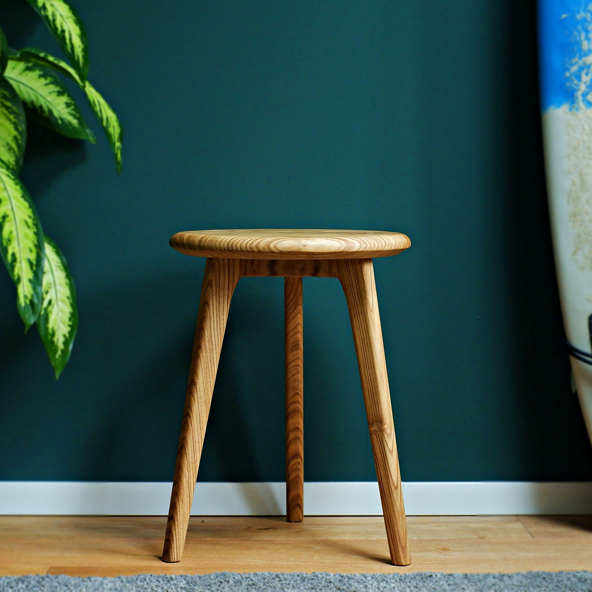 Massivholz Hocker 38cm ⌀ aus Eiche, Schnurbaum