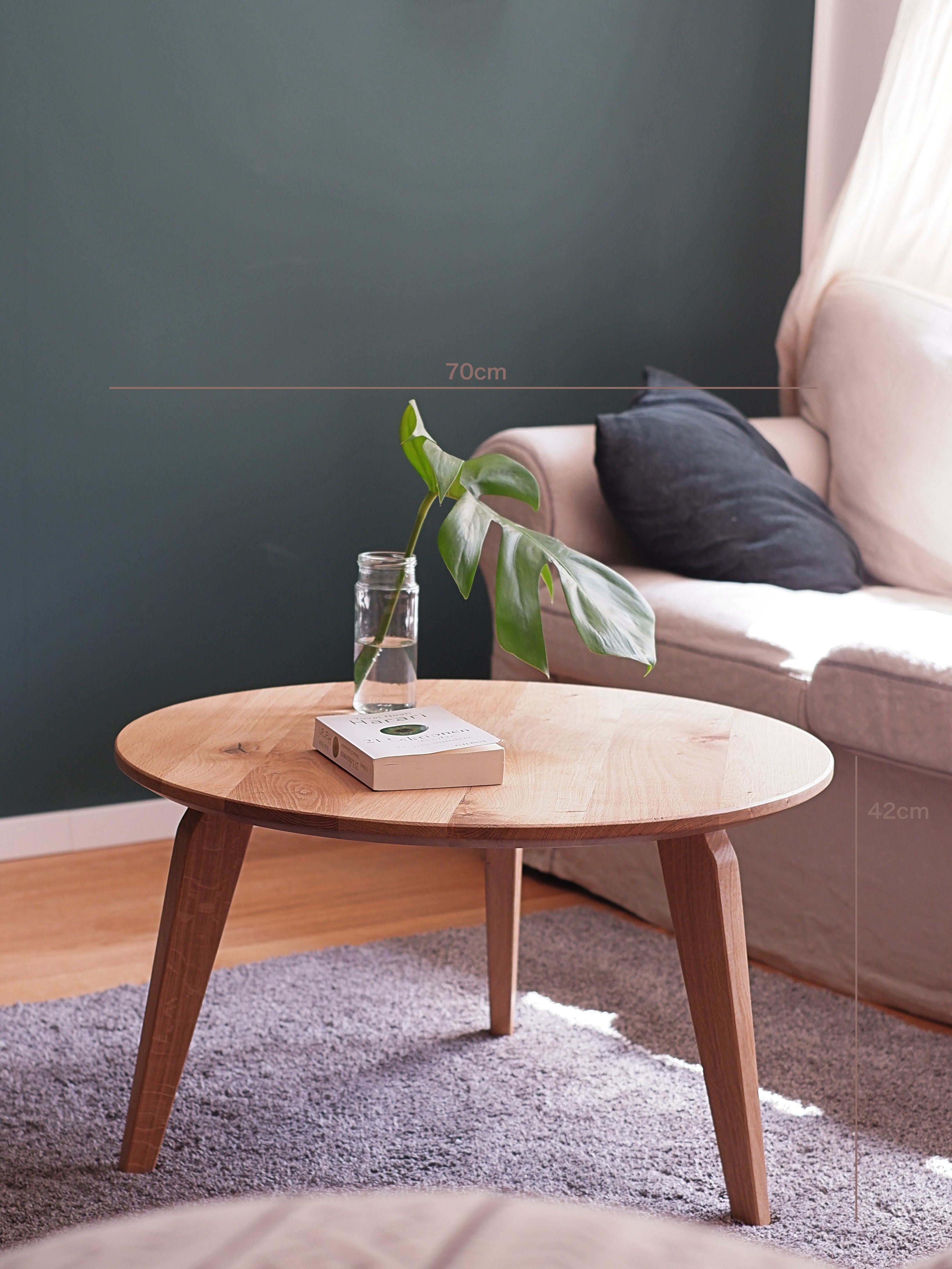 Couchtisch 70cm ⌀ aus Eichenholz