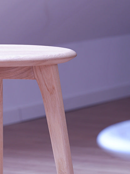 Massivholz Hocker 38cm ⌀ aus Eiche, Schnurbaum