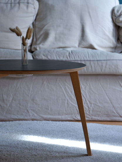 Beistelltisch 60&45cm ⌀ aus Eiche mit Linoleum Platte